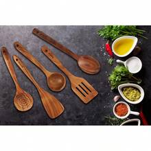 6 Pieces Acacia Wooden Cooking Utensils Set By StarBlue – Non-Scratching And Durable Spatulas Non-Stick Cookware – And Ergonomic Wooden Spatula And Spatula Holder Set