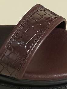Women's Thick Sole Sandals With Embroidery, Random Embossed Texture, Retro Bohemian Open Toe, Comfortable Platform Wedge Flats For Spring, Summer, Beach, Casual Wear, Plus Size 41-43, Chocolate Brown - Coffee Brown - View 7