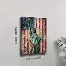 1pc Framed Canvas Poster, Statue Of Liberty, American Flag Background Patriotic, Independence Day Wall Art Canvas Paintings, Ideal Gift For Bedroom Living Room Corridor, Wall Art, Room Decoration, 2D Flat - Multicolor - View 7