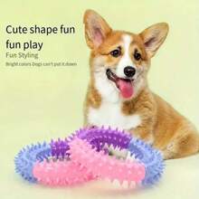 1pc,Color-Blocked Dog Chew Ring - Bite Resistant, Durable Rubber Puppy Teething Toy With Molar Spikes & Multi-Color Spikes - Anxiety Relief For Strong Chewers