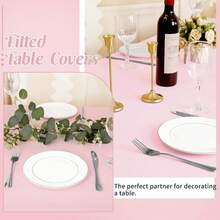 3 Pack Table Cloth 6ft Pink Tablecloths For Rectangle Folding Table Spandex Fitted Stretch Cover Wrinkle Resistant Washable Protector For Party, Wedding, Banquet, Festival. - Hot Pink - View 8