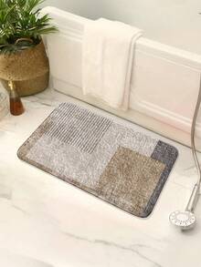 1 件现代几何跑步垫 - 柔软仿羊羔绒面料，防滑 TPR 背衬，米灰色，矩形，适用于客厅、卧室、走廊或户外空间，易于清洁的家居装饰垫入口装饰