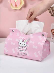 Caja de pañuelos de Hello Kitty linda y de dibujos animados, adecuada para sala de estar, dormitorio, comedor y hogar. De alta gama, simple, multifuncional y portátil, resistente a la suciedad, ideal para uso diario, regalos festivos y decoración de escritorio