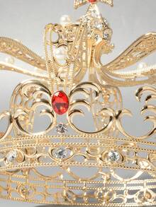 1pcs  Geometric    Boho    Zinc Alloy    Rhinestone    Retro Palace King, Prince, Princess, Grand Crown, Male Crown Performance, Banquet Accessories, Hair Accessories, Headwear  Annual - Vàng Đỏ - Xem 2