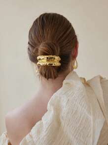 3 pièces Barrettes à cheveux élégantes en métal géométrique demi-cercle avec barre liquide, convient pour un usage quotidien, idéal en cadeau. Accessoires pour cheveux, attaches-cheveux, élastiques à cheveux, bandes en caoutchouc pour cheveux