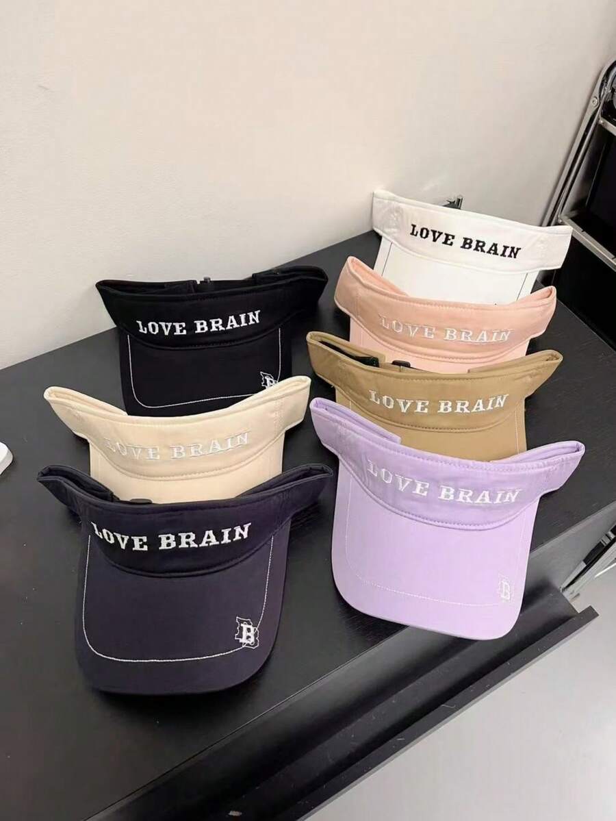 1 件女士纯色英文字母刺绣时尚休闲遮阳鸭舌帽，适合户外、跑步、旅行、购物和通勤