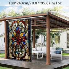 1/2 Stücke bunte Vorhänge für den Außenbereich - bunter floraler und geometrischer Muster, waschbar aus Polyester, 180 x 180 cm, geeignet für Terrasse, Pavillon, Hof, Garten - ganzjährig einsetzbar, inklusive Haken, ideal für Neujahr, Frühlingsfest, Valentinstag, Ostern, Weihnachtsdekorationen, am besten geeignet für Weihnachten