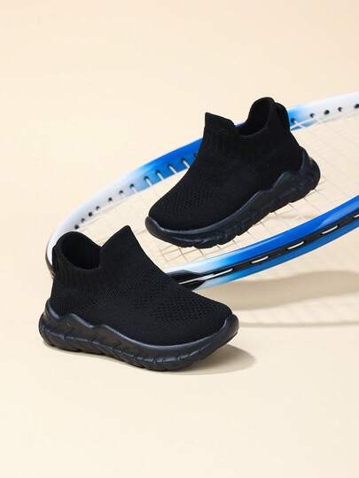 1双婴儿透气条纹防滑布套脚运动鞋，四季皆宜