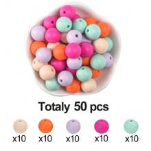50 Peças Kit de Contas de Silicone Neon - Contas Redondas Vibrantes de 12/15mm em Conjunto Misto, Acessórios Artesanais de Joias DIY, Contas Decorativas de Moda para Caneta, Pulseira, Colar, Chaveiro e Presentes Criativos de Uso Múltiplo