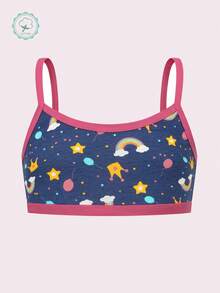 4pcs/Set Soft Cotton Girls Underwear Set, Comfortable Breathable Cute Cartoon Girls Vest Suits