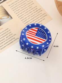 2pcs/Set American Flag Hairpins, Creative Acrylic Hair Claw, Colorful Flag & Letter Pattern Small Hair Clips, Random Color