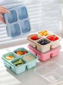 4-Compartment Covered Bento Box With Fork Set, Odorless Mixing, Suitable For Sharing And Packaging Food, Snack Boxes, Nut Candy Sealed Boxes, Snacks, Pastries, Fruits, Refrigerator Freshness Boxes