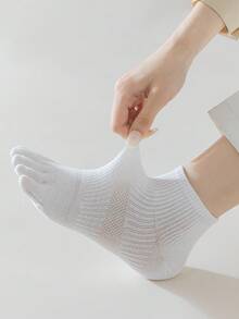 2/5 Đôi tất cổ ngắn năm ngón cho nữ nhiều màu, trơn, lưới bó eo, tách ngón, chống mùi, vải dệt kim nhẹ thoáng khí, phong cách Nhật Bản/INS tối giản, thích hợp mặc ở nhà, đi làm, thường ngày, thể thao, làm quà tặng ngày lễ, mùa thu - Nhiều màu - Xem 4