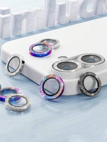 3pcs Camera Lens Protector Film For IPhone 17/17 Pro/17 Pro Max/16 Pro Max/16 Pro/16 Plus/15/14/13/12/11, AR+AF Tempered Glass, 9H Scratch-Resistant, Metal Independent Lens Cover, Anti-Drop, HD Clear, Shiny Silver - Silver - View 7