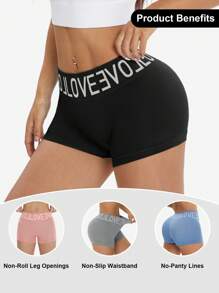 LianShengFa 4 Stück Buchstaben Taillenbund nahtlose Mieder-Formende Höschen, Hohe Dehnbarkeit atmungsaktiver Mesh-Stoff Damen Unterwäsche, Bequem weich sitzende Damen Höschen