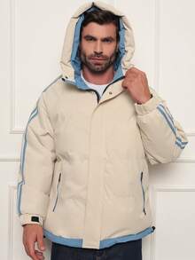 Men's Windbreaker Jacket Waterproof Mountaineering Trail Trekking Climbing Winter Lined Water Resistant Casual Lightweight Sports High Collar Removable Hood Softshell Cold Shelter Mountain Sailing Hiking Fishing - 米色 - 查看 5