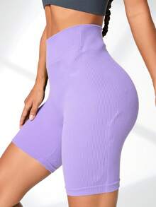 Pantalones cortos deportivos de punto estilo casual (varios colores) - Púrpura malva - Ver 3