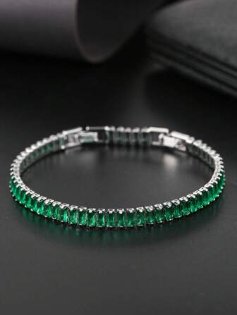 1pc Unisex Fashionable Cubic Zirconia Bracelet, Stylish & Versatile