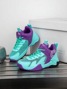 1 Pair Children's Outdoor Basketball Shoes, Casual Sneakers, Non-Slip, Comfortable, Fashion, Breathable Mesh