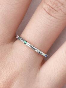 1 PC 925 Sterling Silver Minimalist & Cute Rainbow Ring White Gold Plated Suitable For Women's Daily Wear Fine Jewelry Gifts