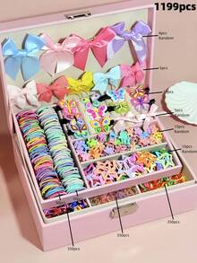 199件套可爱卡通发饰套装,包含珍珠蝴蝶结发夹、闪亮蝴蝶结发夹、卡通发夹、毛绒球发圈、各种形状的发爪、BB夹和发圈——适合女孩和女士,打造甜美可爱造型的必备单品——四季皆宜,是送给女孩的绝佳礼物,日常百搭。 - 彩色 - 查看 17