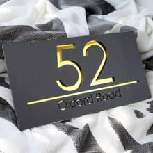 1 pieza Placa personalizada de número de casa acrílica moderna de doble capa con grabado 3D - Letrero de dirección exterior, diseño elegante, montaje en superficie, sin necesidad de electricidad, decoración del hogar, ornamental, reutilizable, multifuncional, elegante, exquisita, de alta calidad, personalizada, única, regalo ideal para él, ella, novio, novia, papá, mamá, familia, amigos, hijo, hija, estudiantes, trabajadores, niños, oficina, salón de té, escuela, hogar