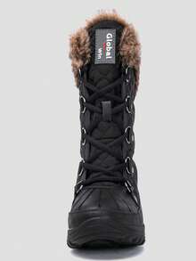 GLOBALWIN Women's Snow Boots Mid Calf Warm Winter Fashion Boots Comfortable Lace-UpWaterproof Boots Insulated Non-Slip Outdoor Shoes For Women - 1817-1黑色 - 查看 4