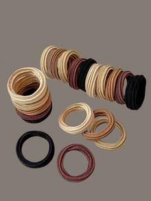 5条简约设计高弹无缝发圈，女士适用。完美适用于工作、商务和外出场合。发饰、马尾辫、发绳、发圈、健身运动服饰头饰