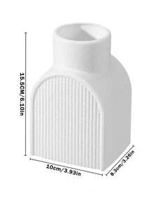 1pc Lightweight Ceramic-Look Plastic Vase - Asymmetric Design White Vase, Suitable For Home And Cafe Decor, Bedroom Modern White Vase, Easy-Clean Surface Ideal For Displaying Dried Flowers, Fresh Flowers Or Artistic Floral Arrangements, Desktop Decor, Boho Chic Home Decor, Home Office Decor, Holiday Decor Gift, Birthday Graduation