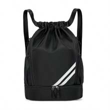 1 pieza Mochila con cordón de nailon, puede contener raqueta de bádminton, bolsa impermeable para entrenamiento de baloncesto, equipo y zapatos de fútbol, mochila ligera unisex para deportes al aire libre y fitness