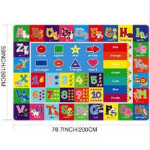 1pc Kids Game Carpet, Children Play Mat ABC Educational Area Rug, Toddler Baby Playroom Mat, Alphabet Animals Soft Non-Slip Kids Rug For Boys Girls Bedroom - Blue - View 3