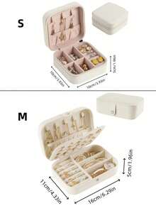 1 件多功能旅行首饰盒，珠宝耳环项链收纳盒，化妆口红皮革首饰收纳盒，大容量便携式皮革首饰盒带纽扣