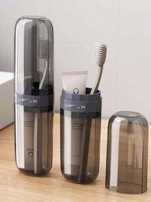 1pc Travel Toothbrush Cup, Portable Toothbrush Cup Teeth Set Storage Box, Travel Essentials - Includes Travel Size Rinse Cup And Transparent Storage Box, Ideal For Travel, Vacation, Back To School - Multicolor - View 4