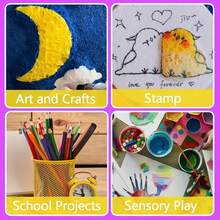 6/11/21 件 3D 海绵画板，带注水刷 - 蓬松纹理艺术纸、DIY 绘画工具、创意设计装饰纸、适用于圣诞礼物、手工艺品、纹理绘画、DIY 项目、增强艺术体验、理想的礼物选择、激发创造力 - 彩色 - 查看 4