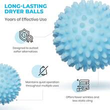 New  Reusable Laundry Dryer Bs - A Natural Alternative To Fabric Softener, Reduce Drying Time And Save On Energy, Soft Fluffy Clos, Fewer Wrinkl, Ls Static Cling (Pack Of 6) - Light Blue - 6-pack - View 5