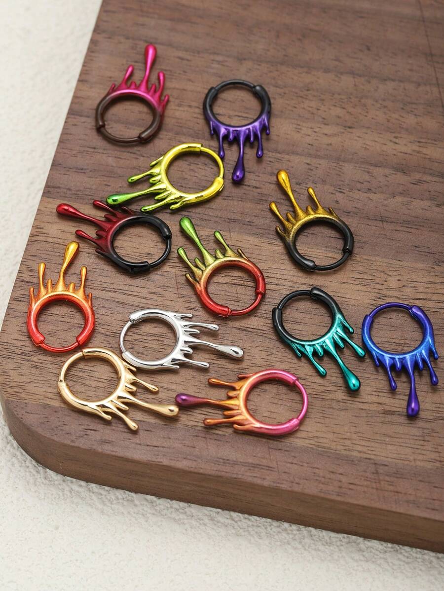 1pc & Cool Gradient Lobe Plug, Asymmetrical Lava Design, Multi-Purpose Piercing Jewelry, Suitable For Women Daily Wear