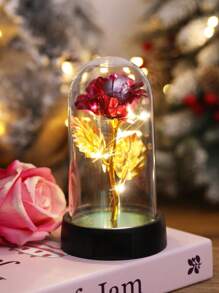 1 Stück buntes Rosenblumen-Nachtlicht für die Heimdekoration, goldene Folienrosenlampe mit Abdeckung, Nachtlicht für die Inneneinrichtung, Lichter für Hochzeitspartys und Heiratsanträge, perfektes Geschenk für Mädchen und Partner, Schlafzimmer-Dekor-Nachtlampen, Babyzimmer-Nachtlicht