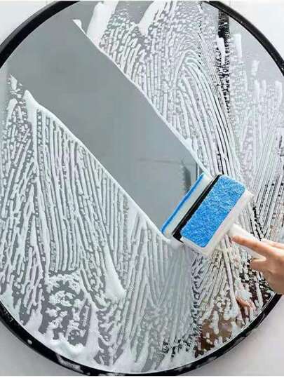 1 Set Limpiacristales 2 en 1 con cepillo, herramienta de limpieza de vidrio, limpiacristales de ducha, cepillo de limpieza de baño, limpiaparabrisas de coche, esponja y hoja de goma para una limpieza sin manchas de espejos, azulejos y cristales de automóvil, artículos de limpieza para el hogar