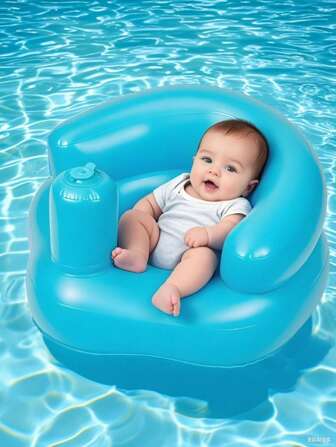 1. 多功能充气婴儿浴凳。适用于3个月至3岁的宝宝。充气婴儿座椅。PVC材质，结实耐用。夏季充气婴儿坐立座椅。充气婴儿地板座椅。婴儿浴椅。地板座椅。婴儿靠背沙发。按压即可充气。方便携带。大底座带透气孔。排水不闷热。双扶手设计。而且稳定。（请勿为3岁以上的宝宝购买）
