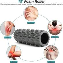 5 In 1 Foam Roller Set Trigger Point Foam Back Roller Muscle Roller Stick Massage Ball Stretching Band For Deep Muscle Massage Pilates Yoga Fitness Exercise For Whole Body Release - Grey - View 3