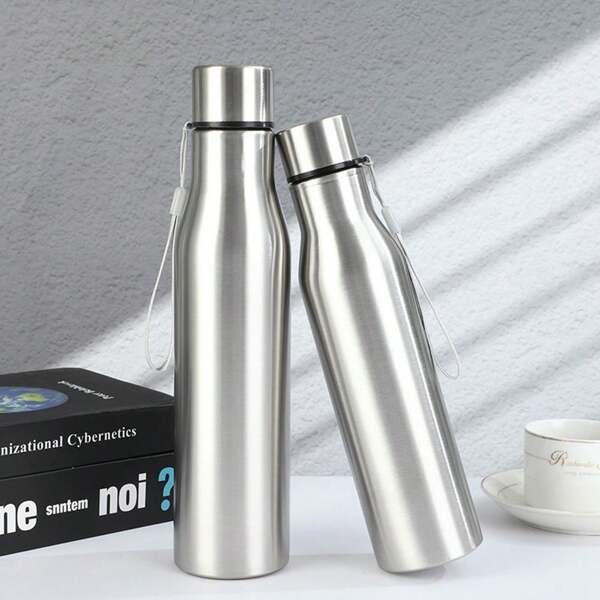 1 Stück 750ml / 1000ml, 25,3oz / 33,8oz 316 Edelstahlwasserflasche, unisex tragbare Outdoor-Sport Trinkflasche, einfache Großraum-Wanderflasche mit Griff (nicht isoliert)