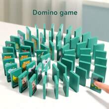 Jogo Educacional de Desenvolvimento Lógico e de Pensamento, Brinquedo com Peças de Madeira em Formato de Animais e Frutas, Combinar, Conectar 4, Memória, Dominó, Xadrez
