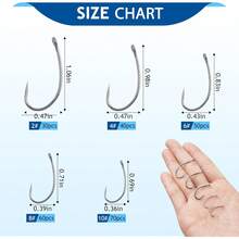 Barbless Fishing Hooks, 50/150pcs Carp Fishing Hooks Trout Hooks Circle Hooks Curve Shank Crank Fly Tying Hooks Carp Hair Fishing Bait Rigs For Freshwater Saltwater Fishing - 2#_150pcs - View 11