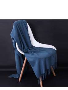 MilyModa Plain Fine Cashmere Scarf 150g With Fringes - Azul Grisalho - Ver 3