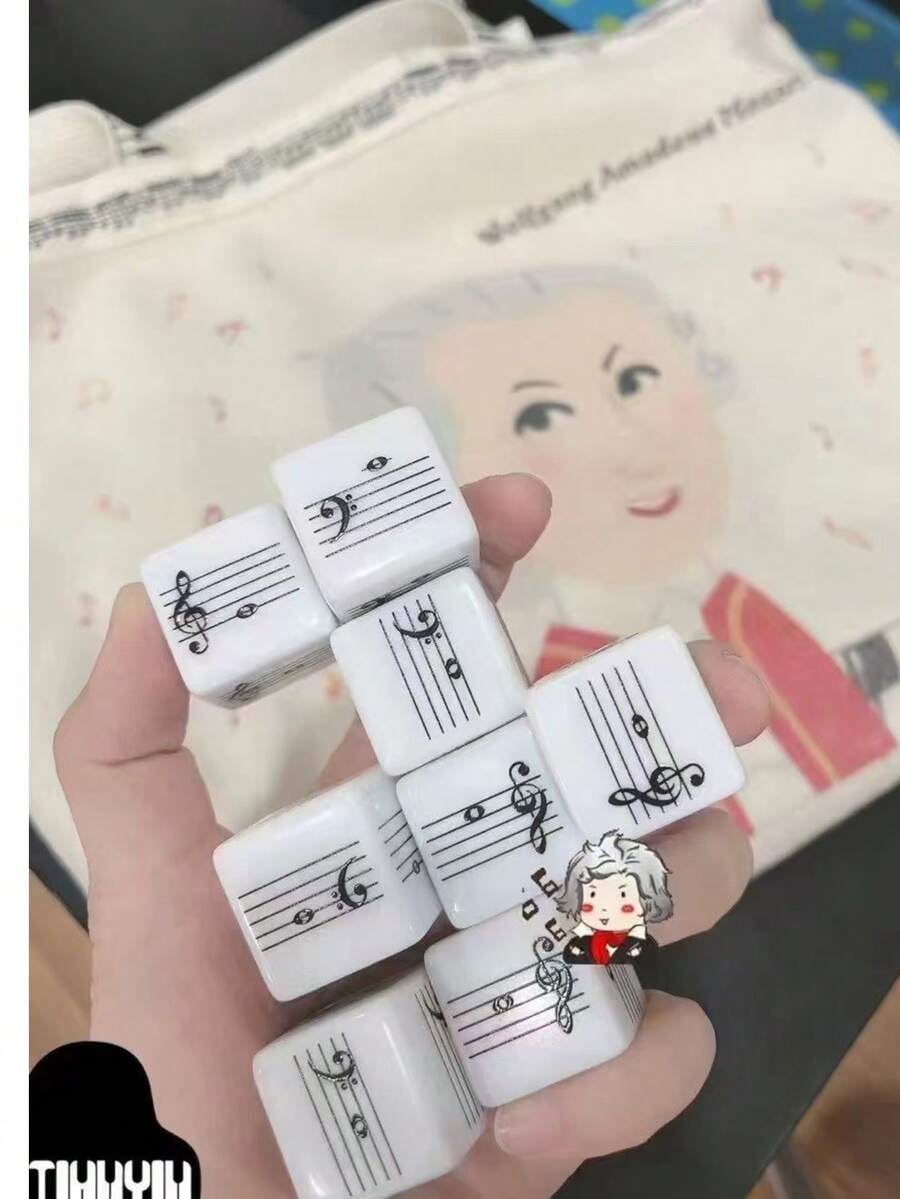 2 件套音乐谱号和音符骰子，有趣的符号学习工具，有助于学习音乐理论