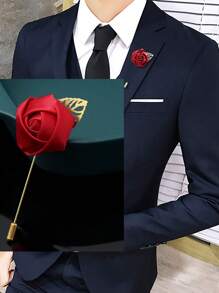 1 pieza Alfiler de solapa de moda para hombre, broche de flor artificial para el novio, decoración del pecho del traje de boda, boutonnière para maestro de ceremonias