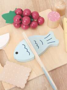 1 Set de juguete de casa de madera, juego de simulación, Set alimenticio para niños pequeños mayores de 3 años - 16 piezas de juguetes de estilo americano para frutas, verduras y aperitivos, juegos de roles de cocina Montessori, regalos educativos para fiestas de cumpleaños