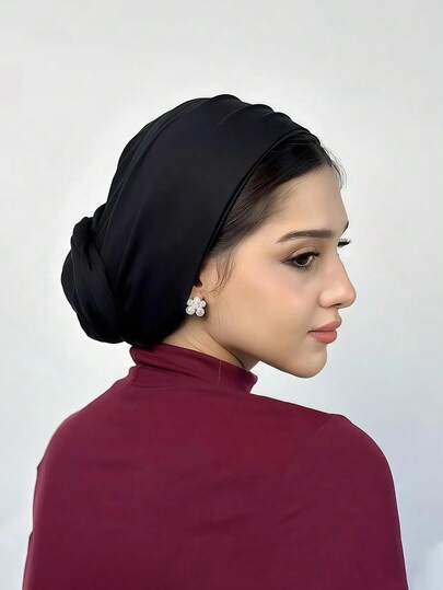 1pc Women's Essential Solid Color Hijab/Head Scarf, Multi-Way Adjustable Elastic Turban, Comfy Viscose Material Suitable For Daily Wear, Sports, Yoga For Dress