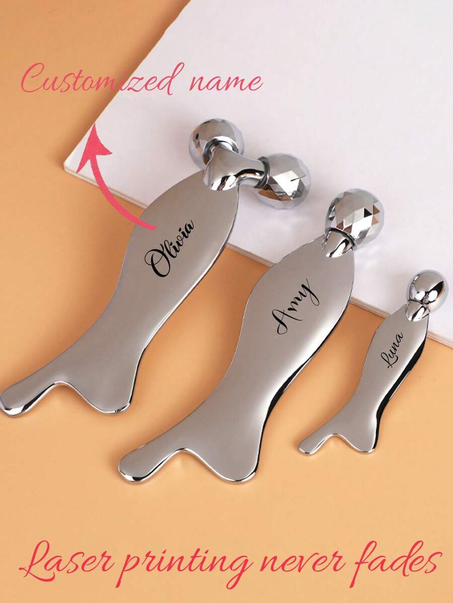 Customized 1pc Fish-Shaped 3D Metal Roller Handheld Beauty Massage Tool, Zinc Alloy Multi-Functional Beauty Instrument