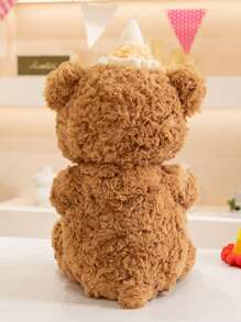 Lindo oso de peluche con forma de pastel de cumpleaños, suave oso de peluche kawaii, regalo de cumpleaños para niños, novias y novios.